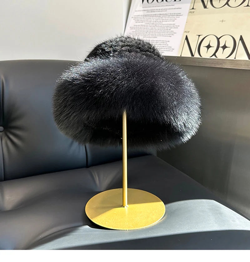 Luxury Natural Knitted Mink & Fox Fur Hat