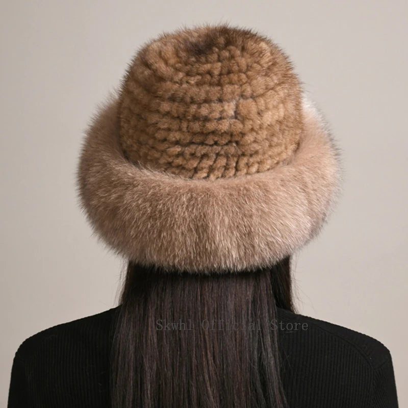 Luxury Natural Knitted Mink & Fox Fur Hat