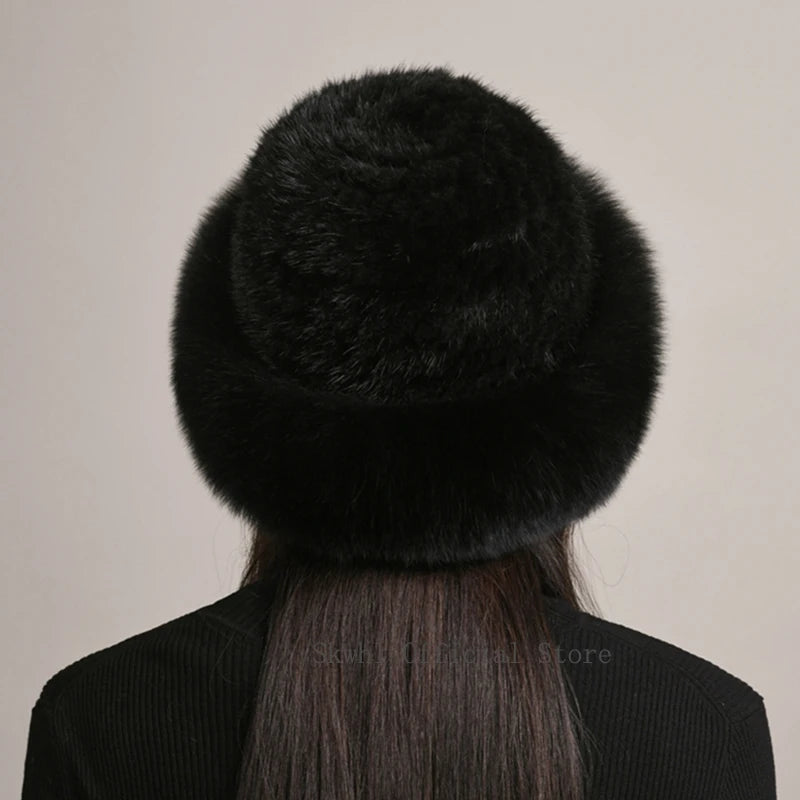 Luxury Natural Knitted Mink & Fox Fur Hat