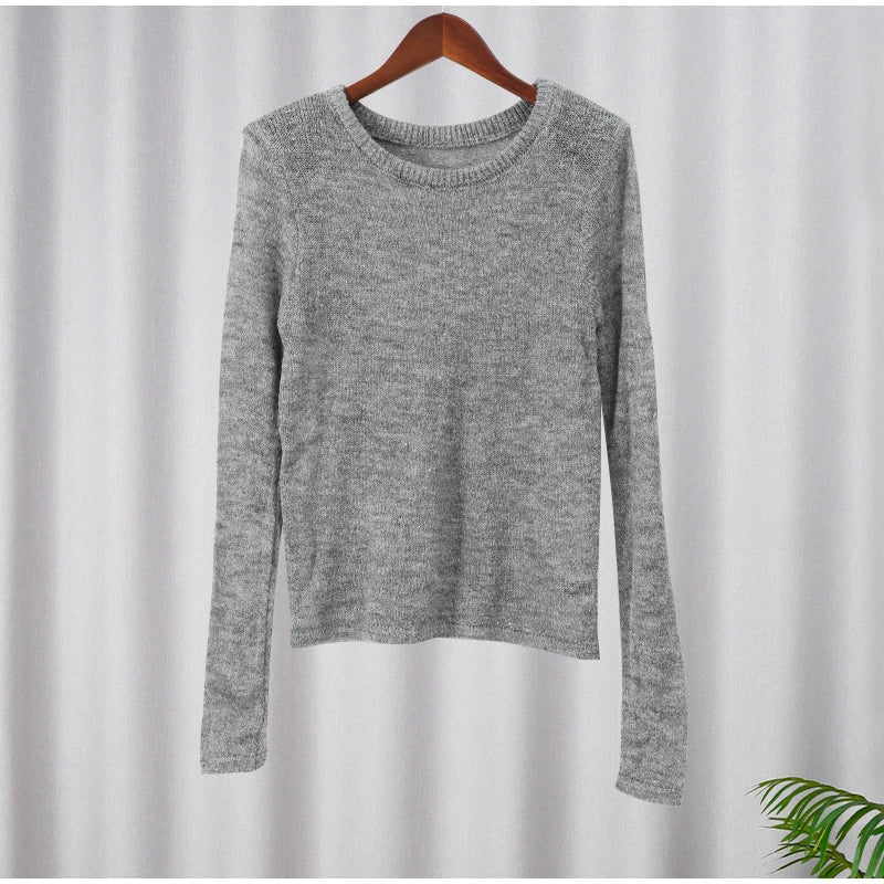 Casual Thin Pullover Round Neck Slim Sweater