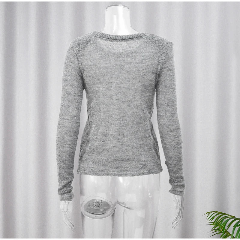 Casual Thin Pullover Round Neck Slim Sweater